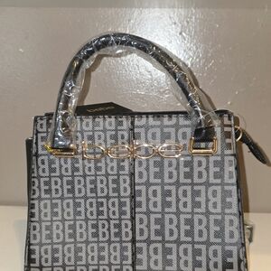 Bebe Black and Gray Monogram Crossbody Bag